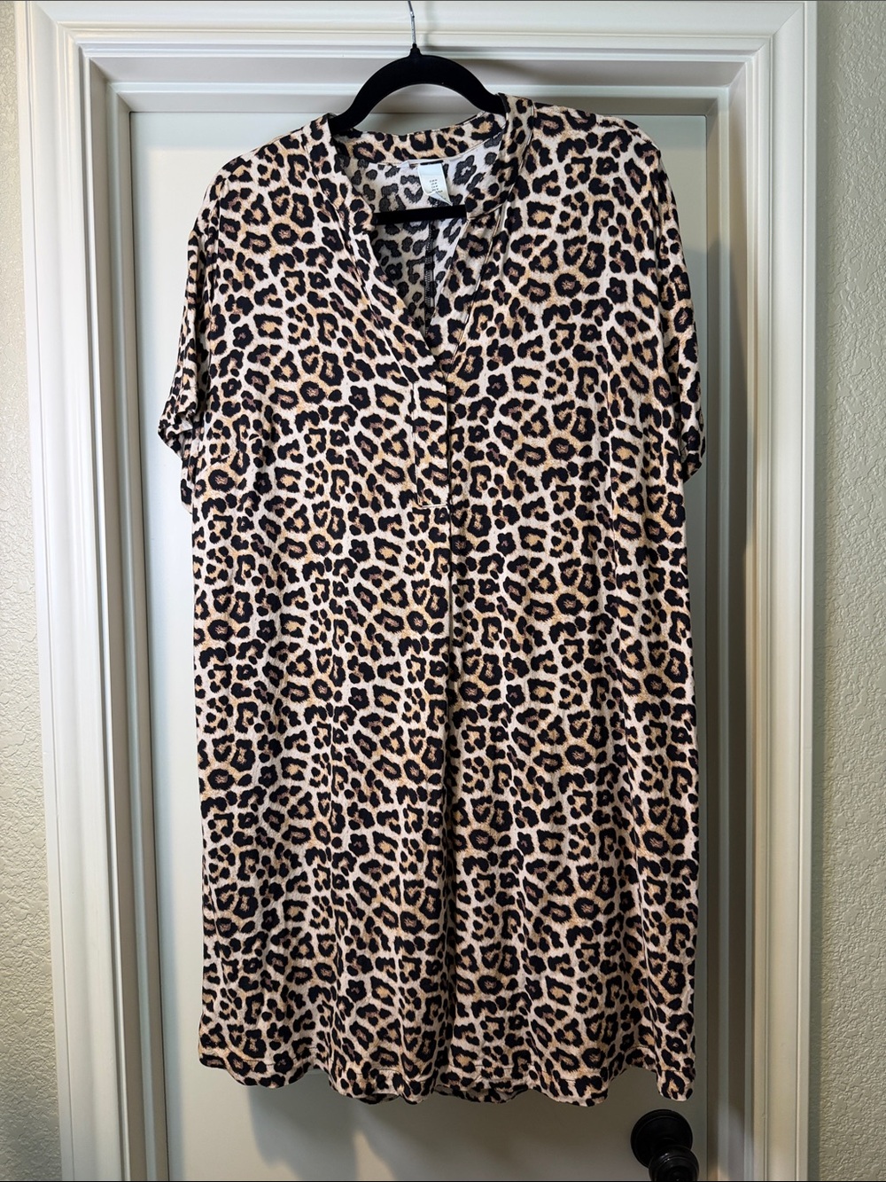 H&M Leopard Print Midi Dress in Tan and Black